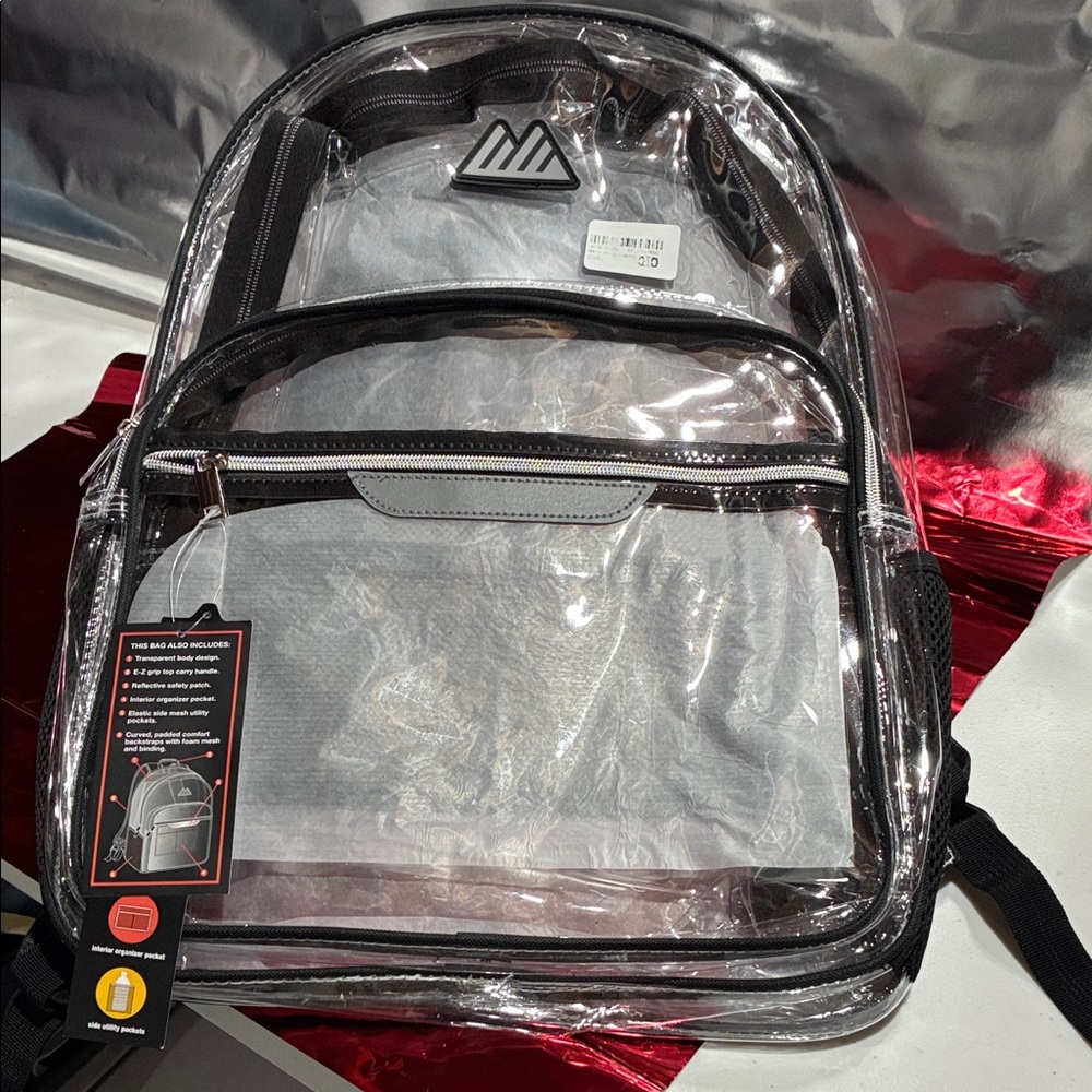 Transparent Backpack with Black Accents
